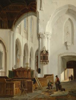 巴斯勒莫斯 約翰內斯 範 霍夫 Interieur van de Grote Kerk in Den Haag